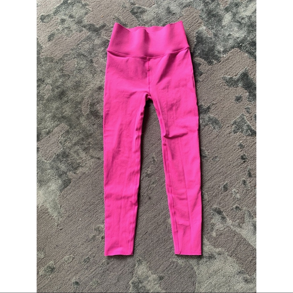 Fabletics pink leggings with cut outs down both legs